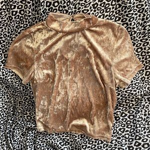 Rose Gold Charlotte Russe Crushed Velvet Crop Top Small